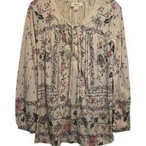 NWOT Style & Co Long Sleeve Peasant Lace Up Top Small